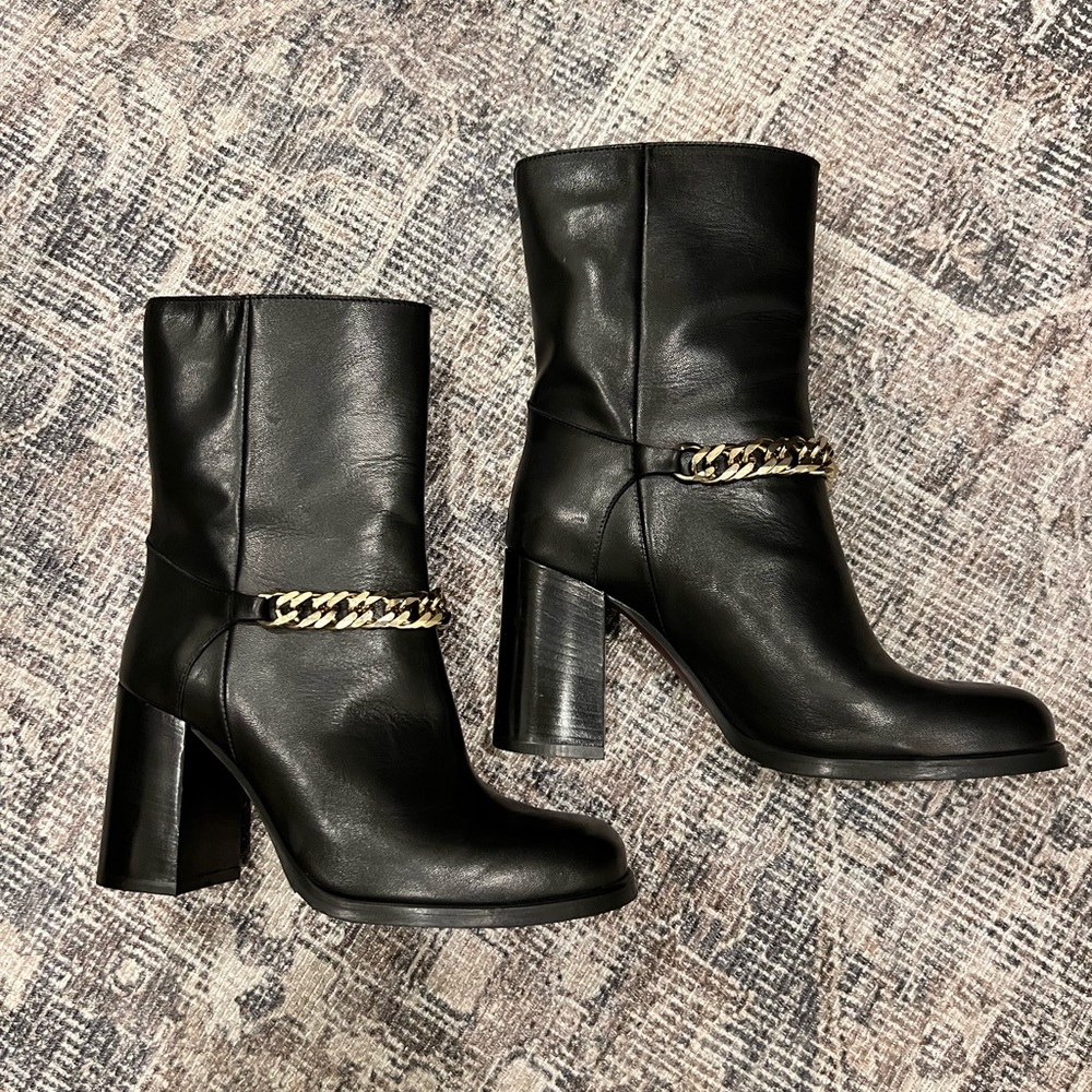 NWOT Black Leather Ankle Boot by Yoox